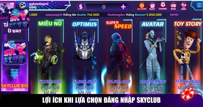 Lợi ích khi lựa chọn đăng nhập Skyclub